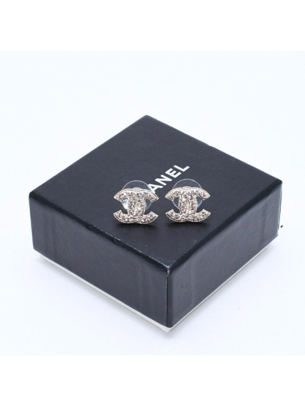 Chanel CC Logo Stud Earrings 08C Stamp Metal Rhinestone Gold Pink